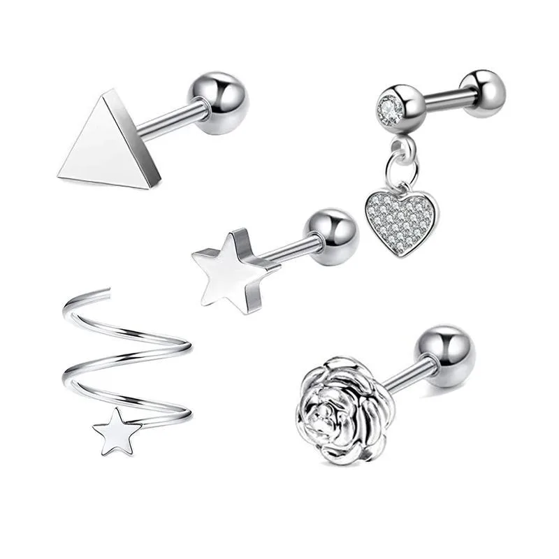 Wholesale Vacuum Plating Heart Shape Horse Stainless Steel Simple Style Ear Studs