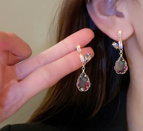 Wholesale 1 Pair Glam Luxurious Lady Flower Butterfly Copper Inlay Zircon Drop Earrings