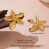 201 Stainless Steel 304 Stainless Steel Plastic Flower Petal Plated Stone-Free Imitation Gold Elegant Cute Oversized Plating Gold Earrings Ear Studs