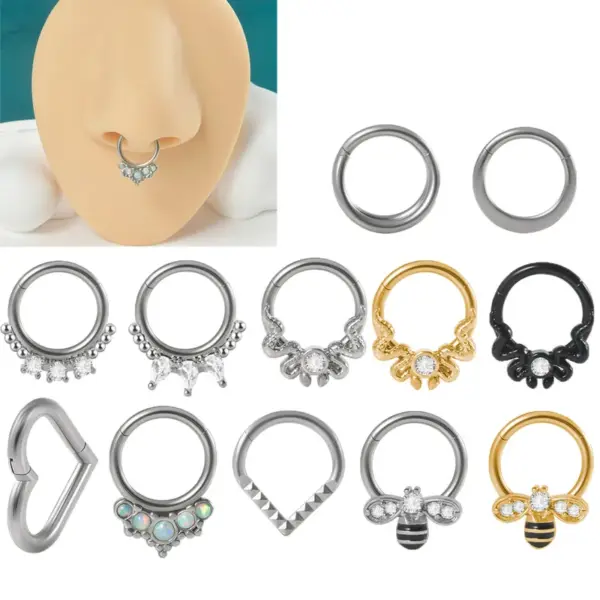 Wholesale 1 Piece Nose Rings & Studs Modern Style Simple Style Shiny Water Droplets 304 Stainless Steel Copper Plating Inlay Synthetic Opal Rhinestones Zircon 18K Gold Plated Nose Pin