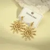 Wholesale PVD Coated Real Gold Plated 18K Gold Round Sun Starfish 304 Stainless Steel Casual Elegant Vintage Style Waterproof Non Tarnish Earrings