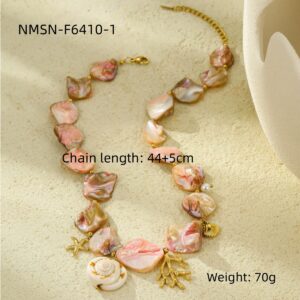 Nmsn-f6410-1 pink coral necklace / 18K