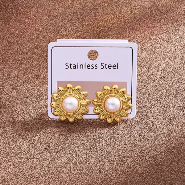 PVD Coated Real Gold Plated 18K Gold Little Daisy Flower Bow Knot 304 Stainless Steel Casual Vintage Style Vacation Waterproof Non Tarnish Earrings