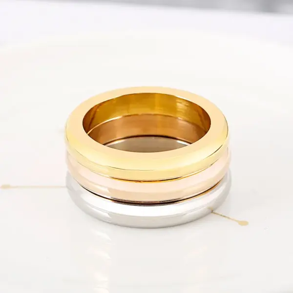 Wholesale PVD Coated 18K Gold Plated Round 304 Stainless Steel Basic Simple Style Classic Style Waterproof Non Tarnish Rings
