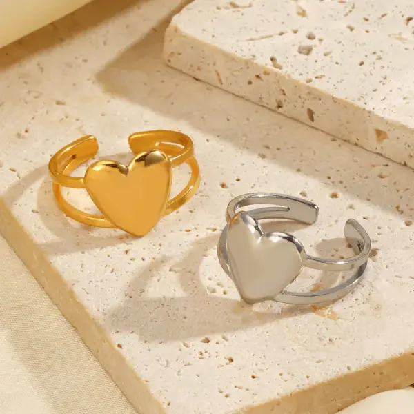 Wholesale Ion Plating (IP) 18K Gold Plated Heart Shape 304 Stainless Steel IG Style Cute Simple Style Waterproof Non Tarnish Open Rings