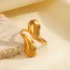 Wholesale Ion Plating (IP) 18K Gold Plated Water Droplets 304 Stainless Steel IG Style Waterproof Non Tarnish Open Rings
