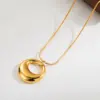 Wholesale Jewelry Simple Style Geometric Round Heart Shape 304 Stainless Steel 18K Gold Plated Plating Stainless Steel Necklaces
