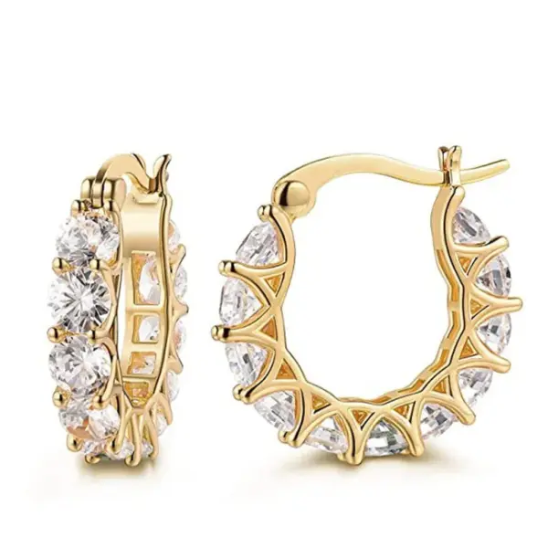 Wholesale Fashion Full Inlaid Zircon Copper Lace Earrings U-shaped Earrings