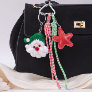 Handmade crocheted wool bag pendant-santa claus avatar-green / Opp bags individually packaged