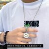 Wholesale Amazon Stainless Steel Rotating Smiley Sweater Necklace Hip-Hop European and American Long Style 2023 New Ins Jewelry Versatile