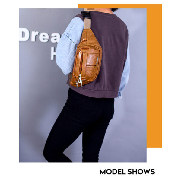 Wholesale New Cross-border Men's Outdoor Sports Waterproof Crossbody Bag Lightweight Travel PU Mobile Phone Bag Casual Large Capacity Bag