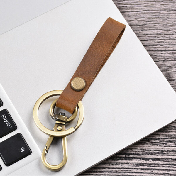 Wholesale Handmade genuine leather cowhide vintage keychain car keychain