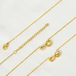 Wholesale Jewelry Simple Style Infinity Titanium Steel Zircon Inlay Pendant Necklace