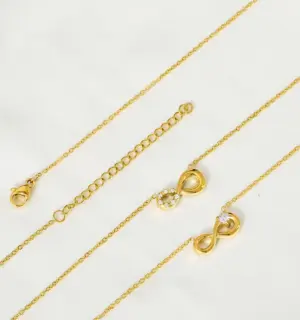 Wholesale Jewelry Simple Style Infinity Titanium Steel Zircon Inlay Pendant Necklace