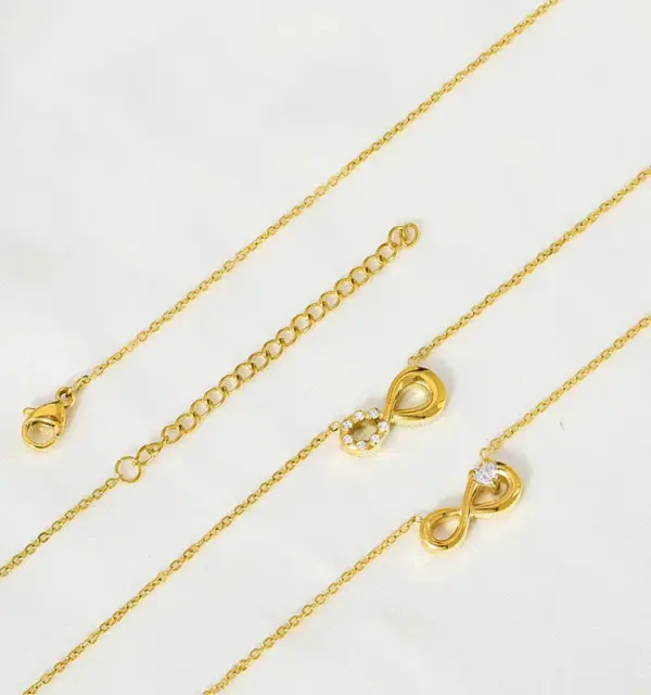 Wholesale Jewelry Simple Style Infinity Titanium Steel Zircon Inlay Pendant Necklace