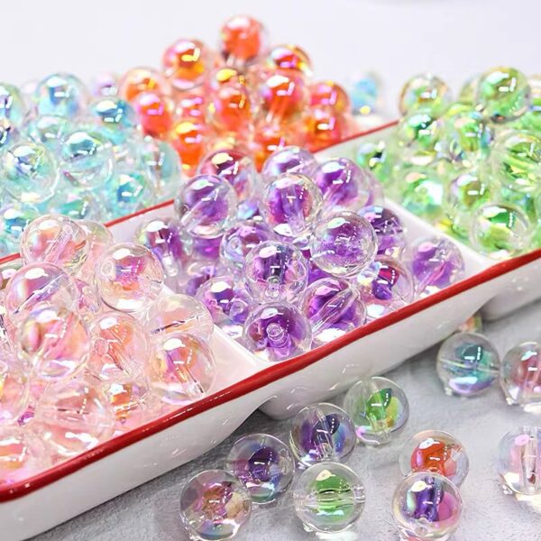Wholesale 16mm High goods uv transparent sugar heart round beads straight hole beaded diy handmade mobile phone chain bracelet material jewelry accessories