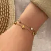 PVD Coated 18K Gold Real Gold Plated Devil's Eye Heart Shape Stainless Steel Cute Waterproof Non Tarnish Bracelets
