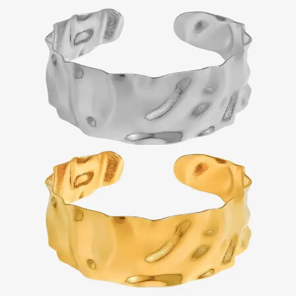 Wholesale PVD Coated Real Gold Plated Solid Color 304 Stainless Steel Retro Simple Style Waterproof Non Tarnish 304 Stainless Steel Bangle
