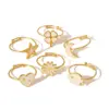 Wholesale PVD Coated Real Gold Plated 18K Gold Pentagram Heart Shape Flower 304 Stainless Steel IG Style Simple Style Classic Style Waterproof Non Tarnish Open Rings