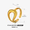 Wholesale Ion Plating (IP) 18K Gold Plated Water Droplets Lines 304 Stainless Steel Simple Style Waterproof Non Tarnish Open Rings