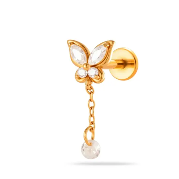 Wholesale Minimalist 316 Stainless Steel Internal Thread Micro Pave Zircon Fashion Spider Heart Lip Stud Ear Bone Stud Soft Cartilage Piercing Ear Jewelry