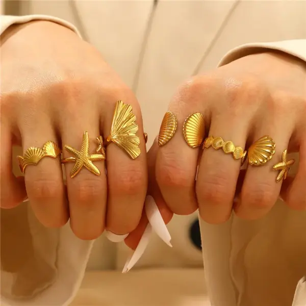 304 Stainless Steel Geometric Animal Flower Long-Lasting Plated Ion Plating (IP) K Gold Plated Silver Plated IG Style Plating Hollow Out Inlay Open Rings