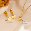 Wholesale 304 Stainless Steel Heart Shape PVD Coated Zircon 18K Real Gold Plated Simple Style Classic Style Waterproof Non Tarnish Plating Gold Jewelry Set