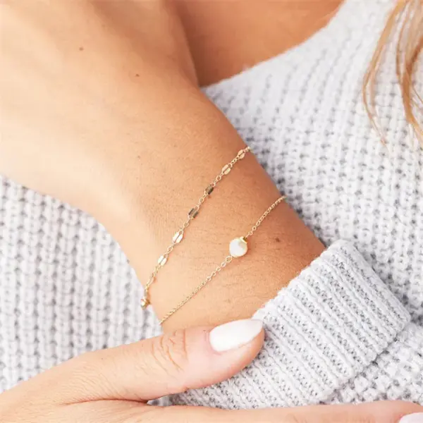 oly-f6e877b7a111e0b56c03bfa86e77e9f4 Wholesale PVD Coated 14K Gold Real Gold Plated U Shape Stainless Steel Fashion Waterproof Non Tarnish 304 Stainless Steel Bracelets