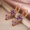 Wholesale 1 Pair Sweet Flower Copper Inlay Artificial Gemstones Earrings