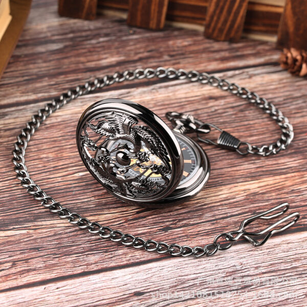 Wholesale Foreign Trade Hot Pocket Watch Chinese Style Double Crane Play Bead Pattern Hollow Relief Octopus Manual Mechanical Large Pocket Watch