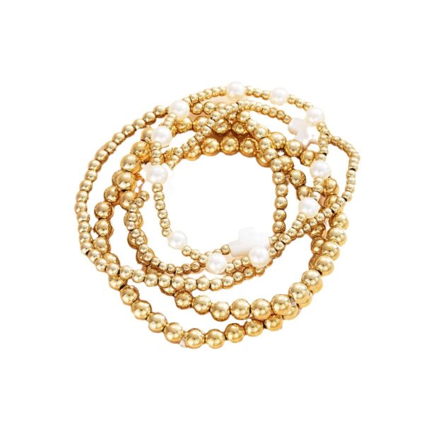 Wholesale Full-Managed Cross-Border Bracelet CCB Beaded Bracelet 5-Piece Set Niche Design Sense Elegant Stacked Bracelet