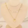Wholesale Stainless Steel 18K Gold Plated Fashion Gold Plated Heart Shape Pearl Layered Necklaces
