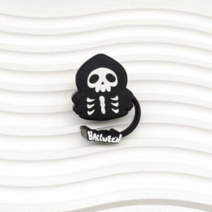 Straw cover [halloween-skull] black + white fluorescent color / Bag without straw