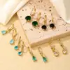 Wholesale 1 Pair Casual Sweet Simple Style Round Water Droplets Plating Inlay 304 Stainless Steel Copper Zircon Gold Plated Drop Earrings