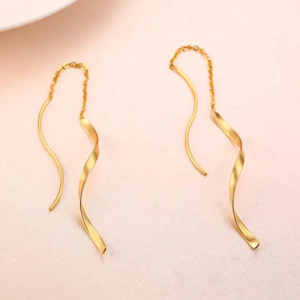 Wholesale PVD Coated Real Gold Plated Lines The Answer 201 Stainless Steel Casual Vacation Simple Style Waterproof Non Tarnish Ear Line