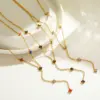 Wholesale Elegant Simple Gold Plated Stainless Steel Zircon Leaf Pendant Necklace For Women Casual Romantic Cute Female Style