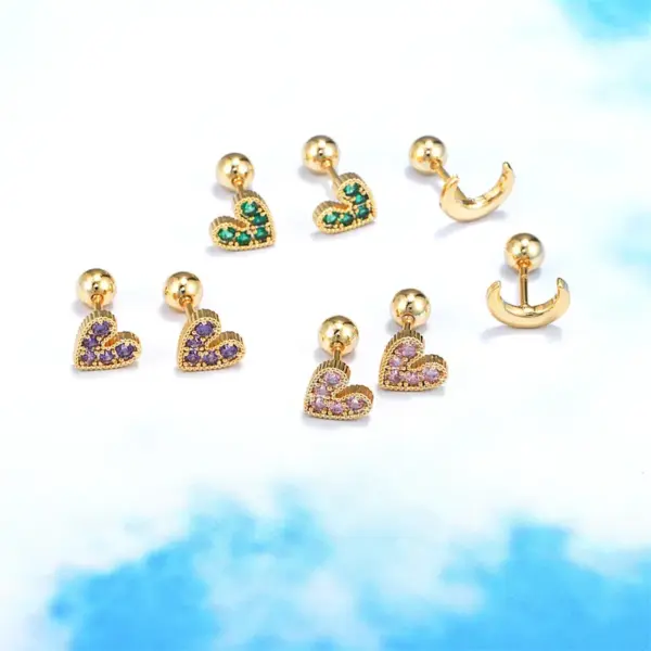 Wholesale Brass Gem Ear Cartilage Rings & Studs Geometric Waterproof Non Tarnish Surgical Steel