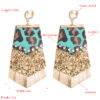 Wholesale Amazon Explosions Exaggerated Leopard Leather Earrings Women's Alloy Diamond-encrusted Sequins Tassel Double-layer Elegant Banquet Earrings