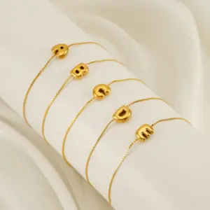 Ion Plating (IP) 18K Gold Plated Letter 304 Stainless Steel Casual Simple Style Waterproof Non Tarnish 304 Stainless Steel Bracelets