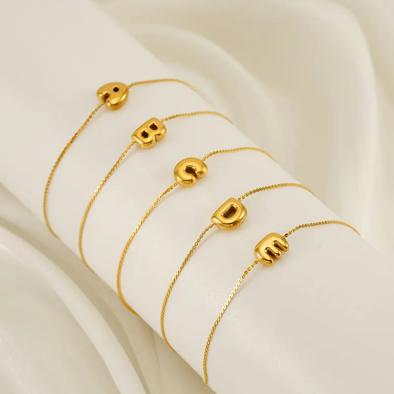 Wholesale Ion Plating (IP) 18K Gold Plated Letter 304 Stainless Steel Casual Simple Style Waterproof Non Tarnish 304 Stainless Steel Bracelets