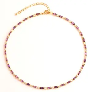 Purple Necklace / 18K