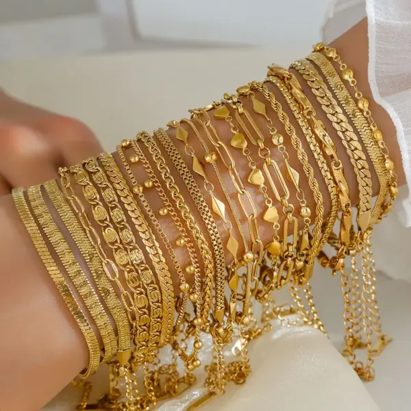 Vacuum Plating 18K Gold Plated Chains Print 304 Stainless Steel Elegant Basic 304 Stainless Steel Lobster Trier Clasp Closure Bracelets