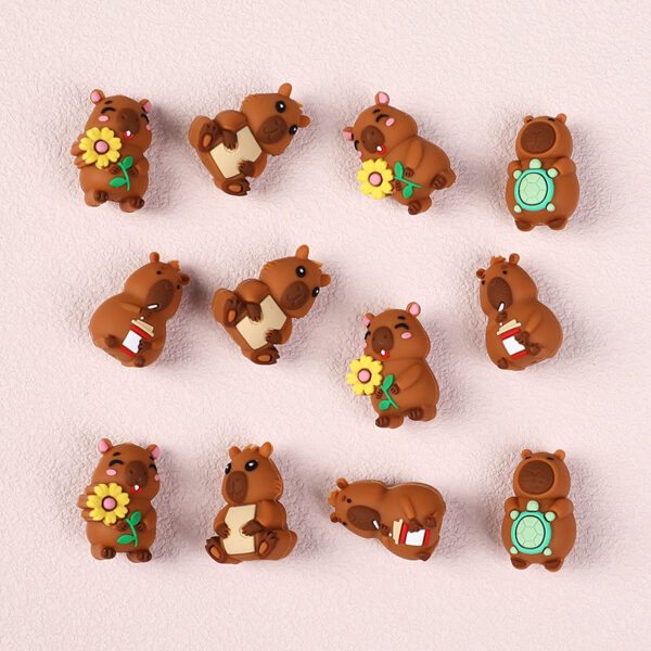 Wholesale Cross-Border Cartoon Capybara Silicone Beads 3D Capybara Jewelry DIY Bracelet Necklace Animal Silicone Beads