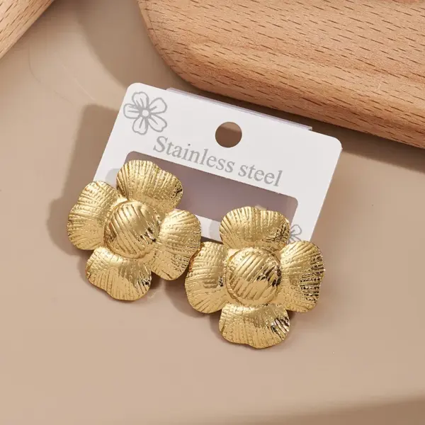 Wholesale 1 Pair/Package Casual Modern Style Simple Style Starfish Flower Rectangle Polishing 304 Stainless Steel 18K Gold Plated PVD Coated Earrings