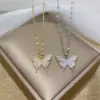 Wholesale PVD Coated Real Gold Plated Butterfly Stainless Steel Fashion Waterproof Non Tarnish Necklace
