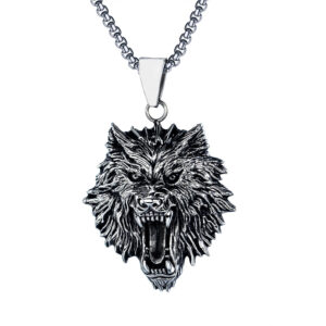 Wolf head + stainless steel chain