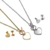 Wholesale PVD Coated 18K Gold Plated Heart 304 Stainless Steel Fashion Waterproof Non Tarnish 304 Stainless Steel Earrings Necklace