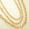 304 Stainless Steel Chain PVD Coated Stone-Free Real Gold Plated Simple Style Commute Waterproof Non Tarnish Paperclip Chain Micro Super Whisper Thin Chain Ball Chain Lobster Trigger Clasp Closure Necklace Choker