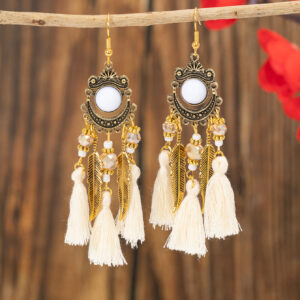 White tassel earrings