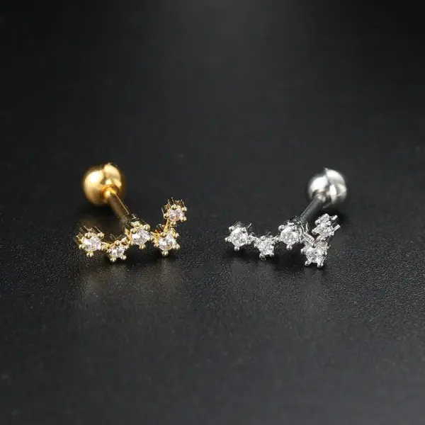 Wholesale Fashion Geometric Star Copper Plating Zircon Ear Studs 1 Piece